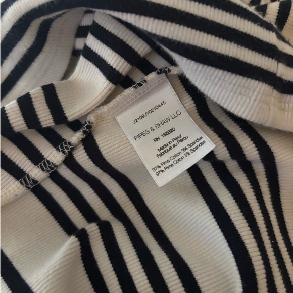 Veronica Beard black cream striped puff sleeve turtleneck size L - Picture 6 of 6